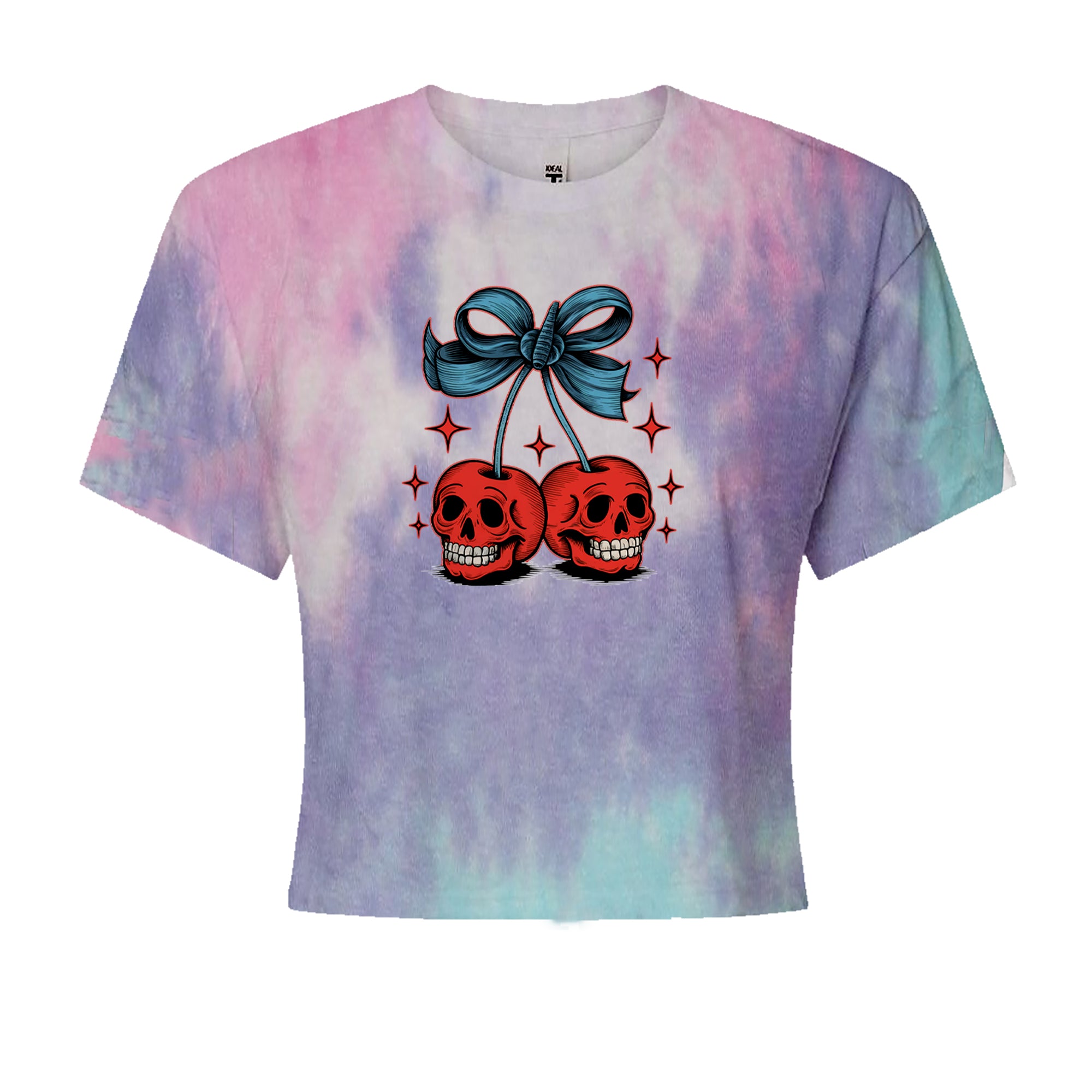 Cherry Skulls Retro Tattoo Cropped T-Shirt Cotton Candy