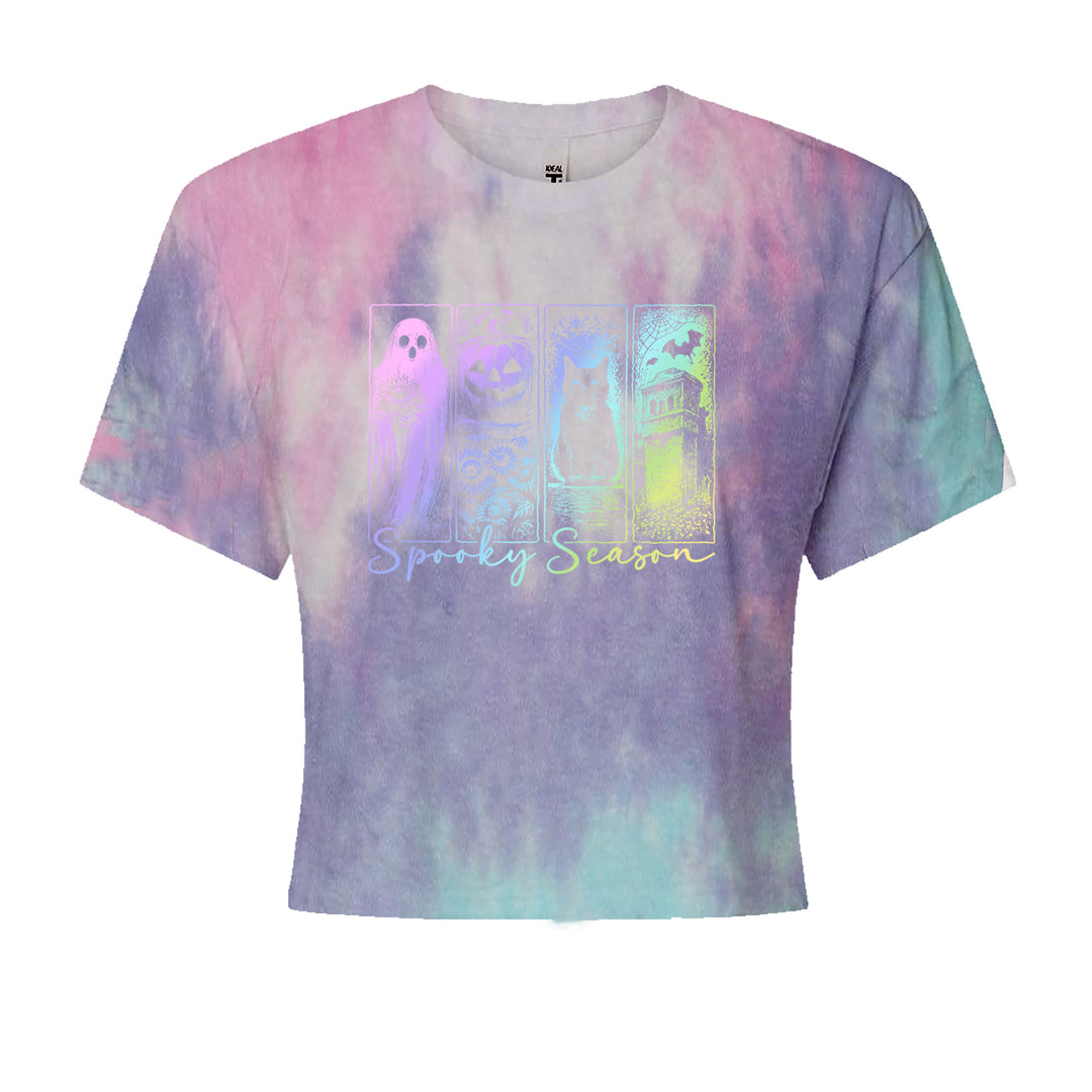 Spooky Season Cute Pastel Halloween Design Cropped T-Shirt Cotton Candy