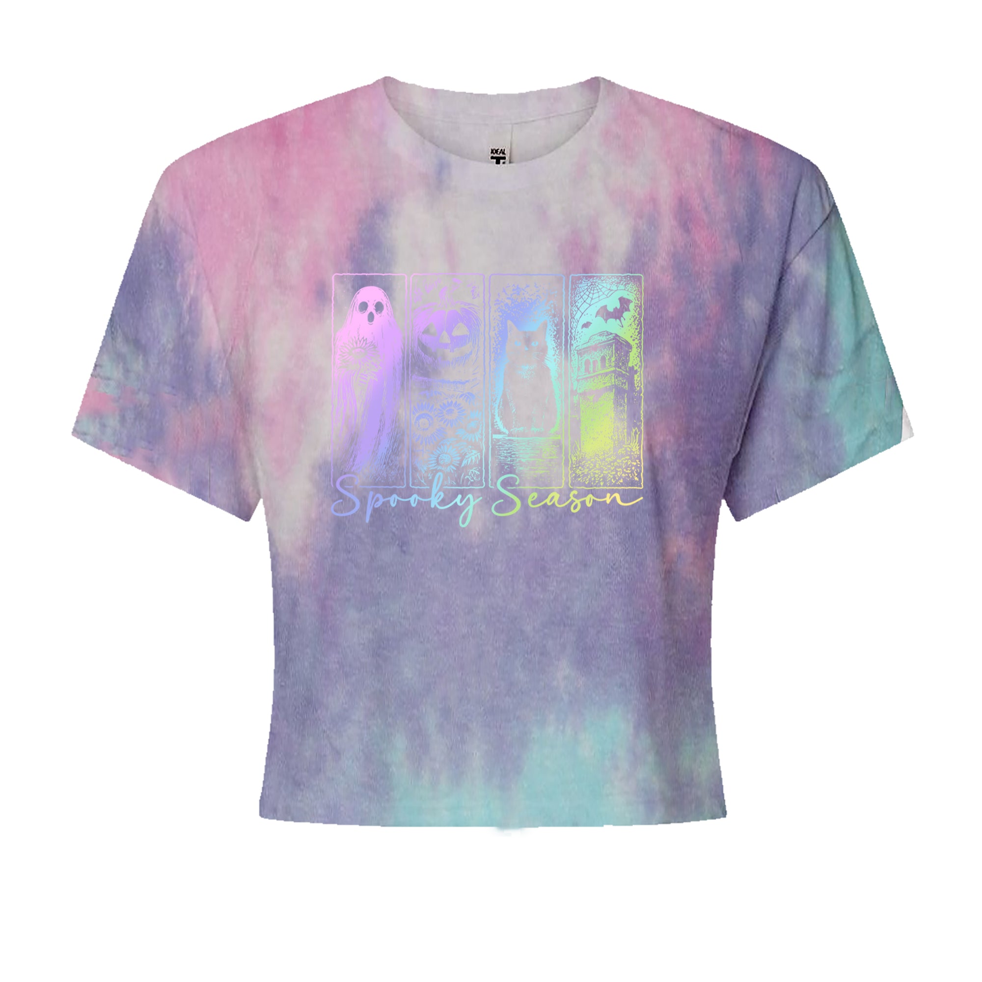 Spooky Season Cute Pastel Halloween Design Cropped T-Shirt Cotton Candy