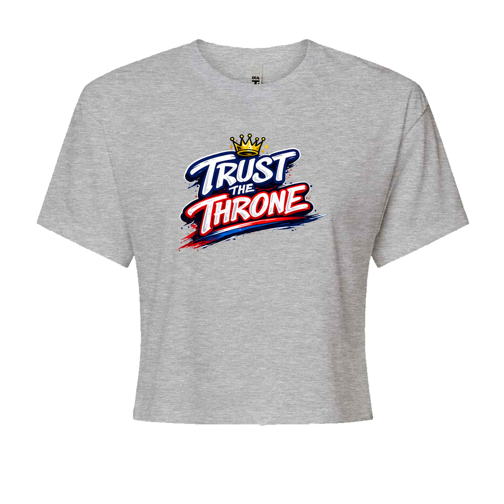 Trust The Throne Crown Philly Hoops graphic on Women's Boxy Crop T-Shirt in Heather Grey