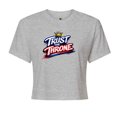 Trust The Throne Crown Philly Hoops graphic on Women's Boxy Crop T-Shirt in Heather Grey