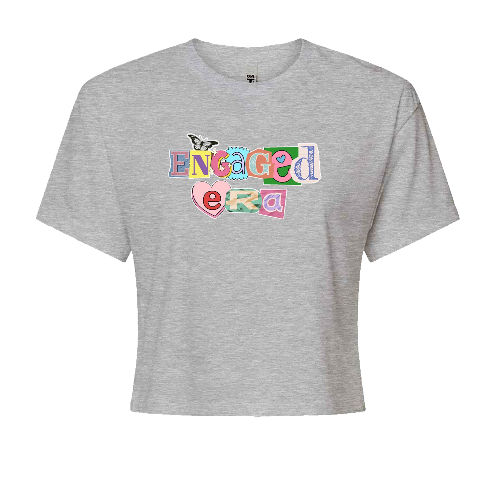 Engaged Era Aesthetic Retro Collage Design Cropped T-Shirt Black