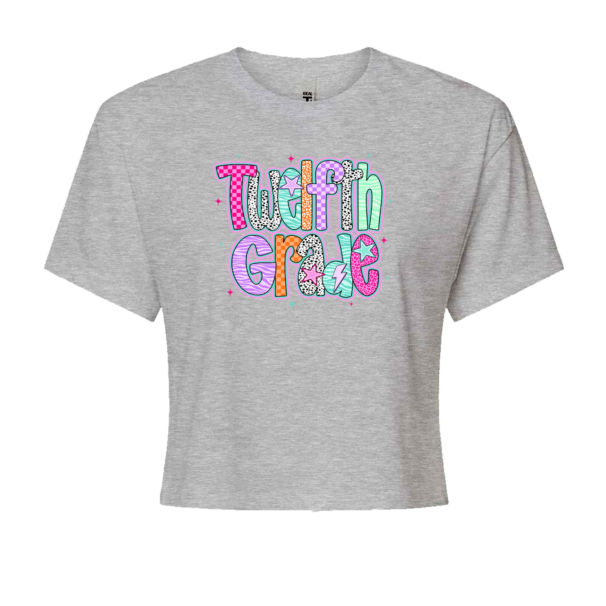 Senior Year Colorful Back to School Cropped T-Shirt Heather Grey
