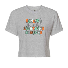 Dancing Through The Lightning Strikes Cropped T-Shirt Heather Grey