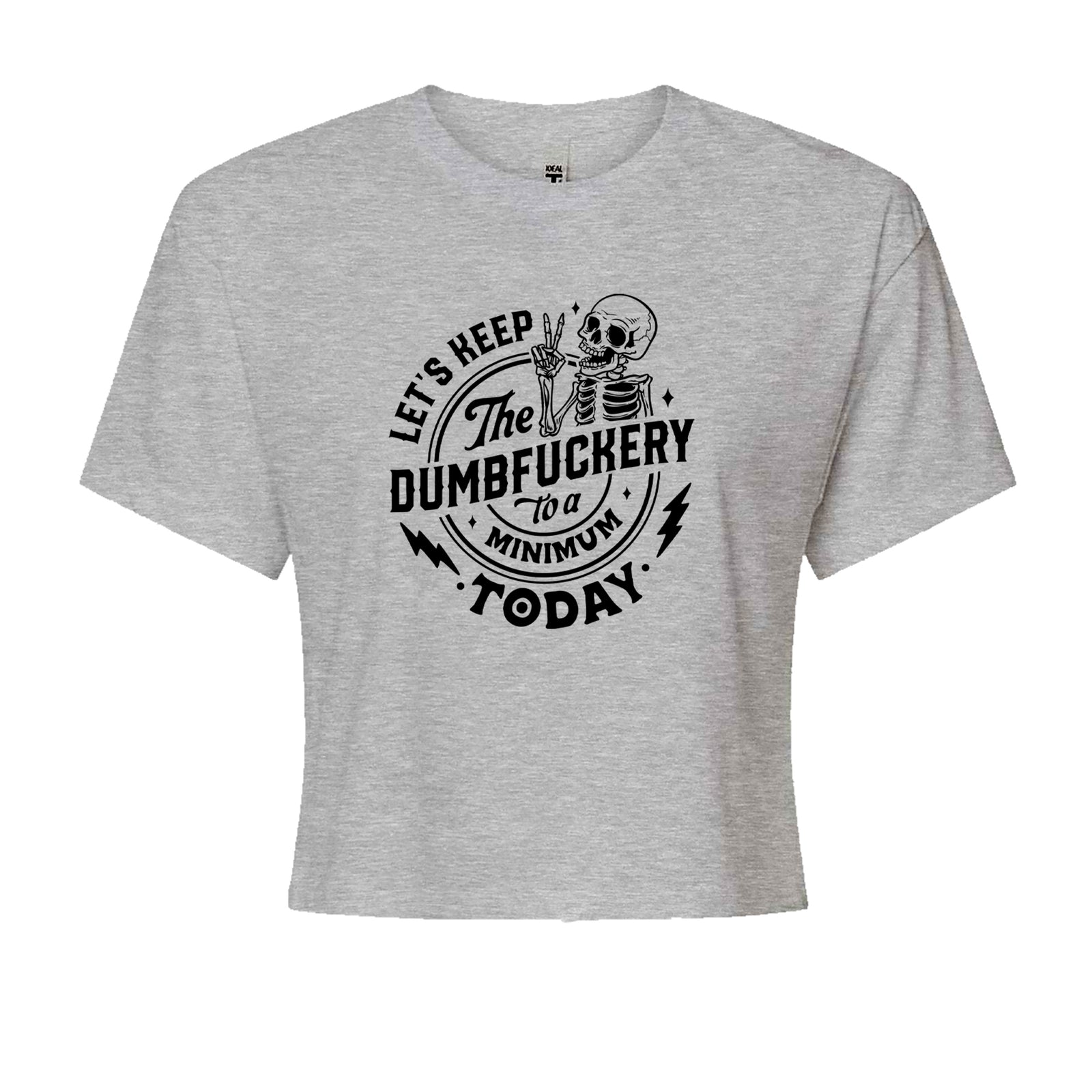 Let's Keep The Dumbf-ckery To A Minimum Today Cropped T-Shirt Heather Grey