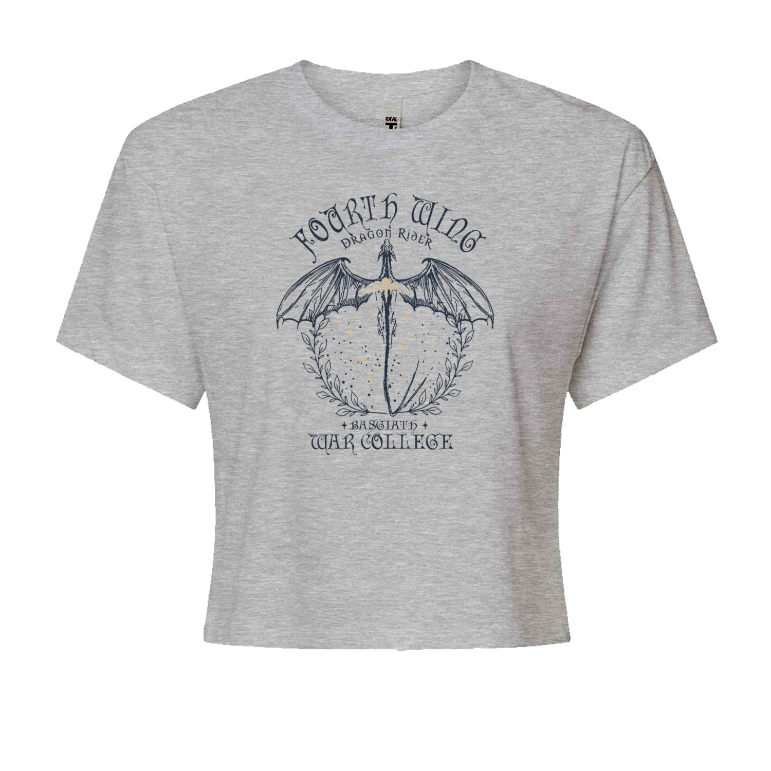 Fourth Wing Dragon Rider Vintage Basgiath War College Cropped T-Shirt Heather Grey