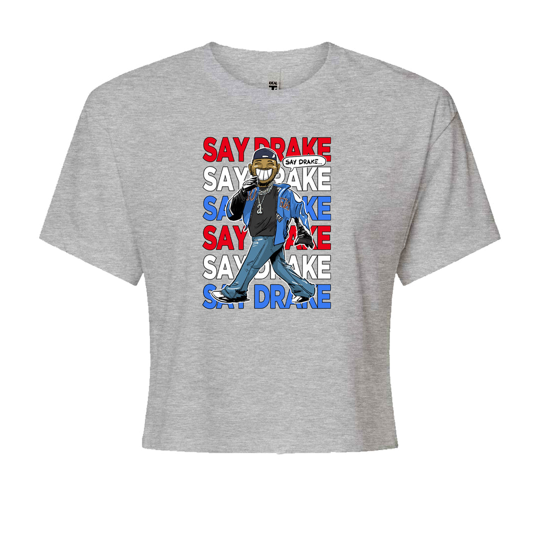 Say Drake Smiling Meme Mustard Cropped T-Shirt Heather Grey