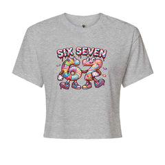 67 Candy Swirl Meme Cropped T-Shirt Heather Grey