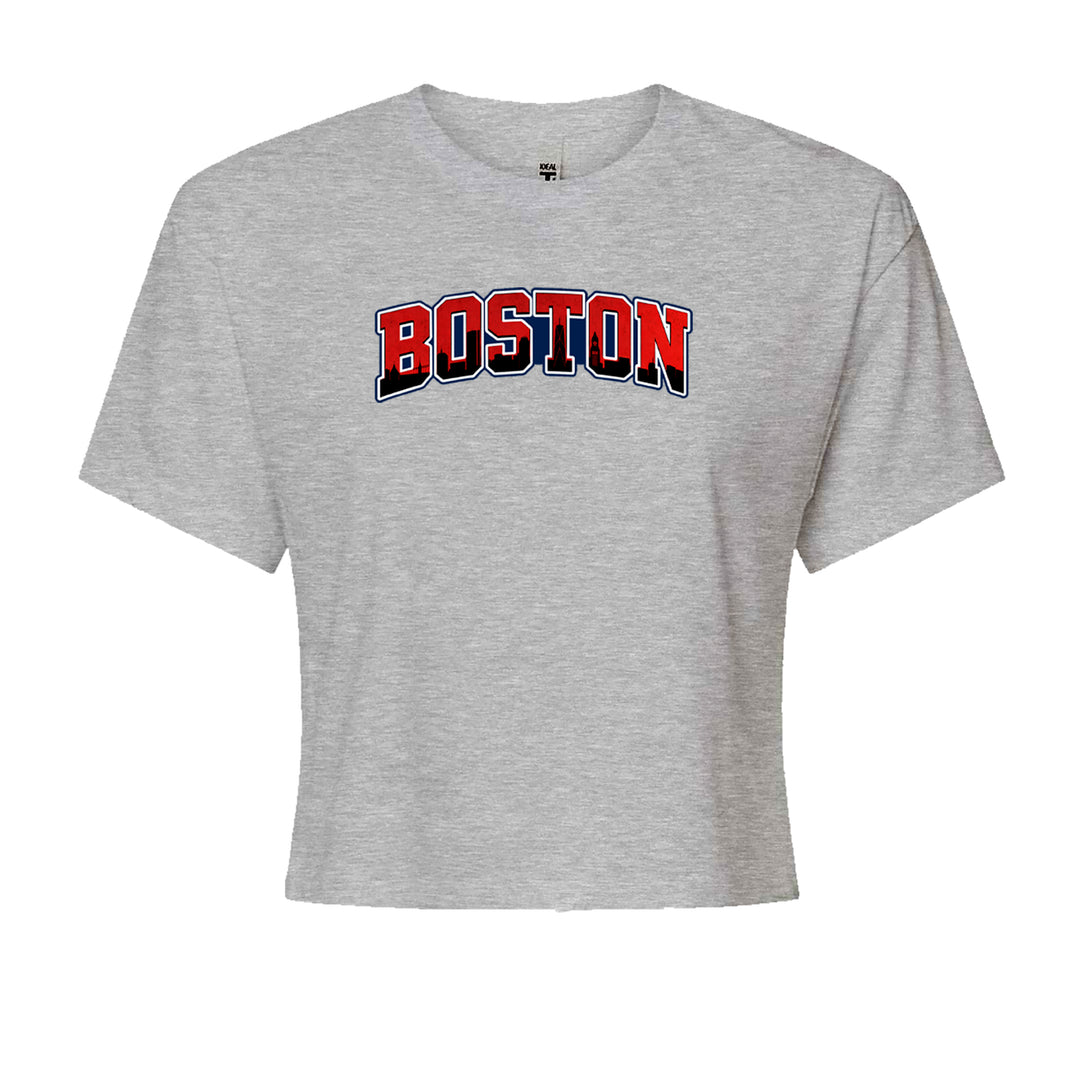 Boston City Pride Skyline Cropped T-Shirt Heather Grey