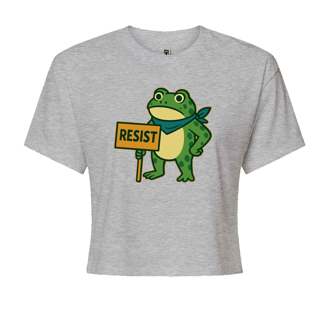 Sign Resist Meme Frog Protest Cropped T-Shirt Heather Grey