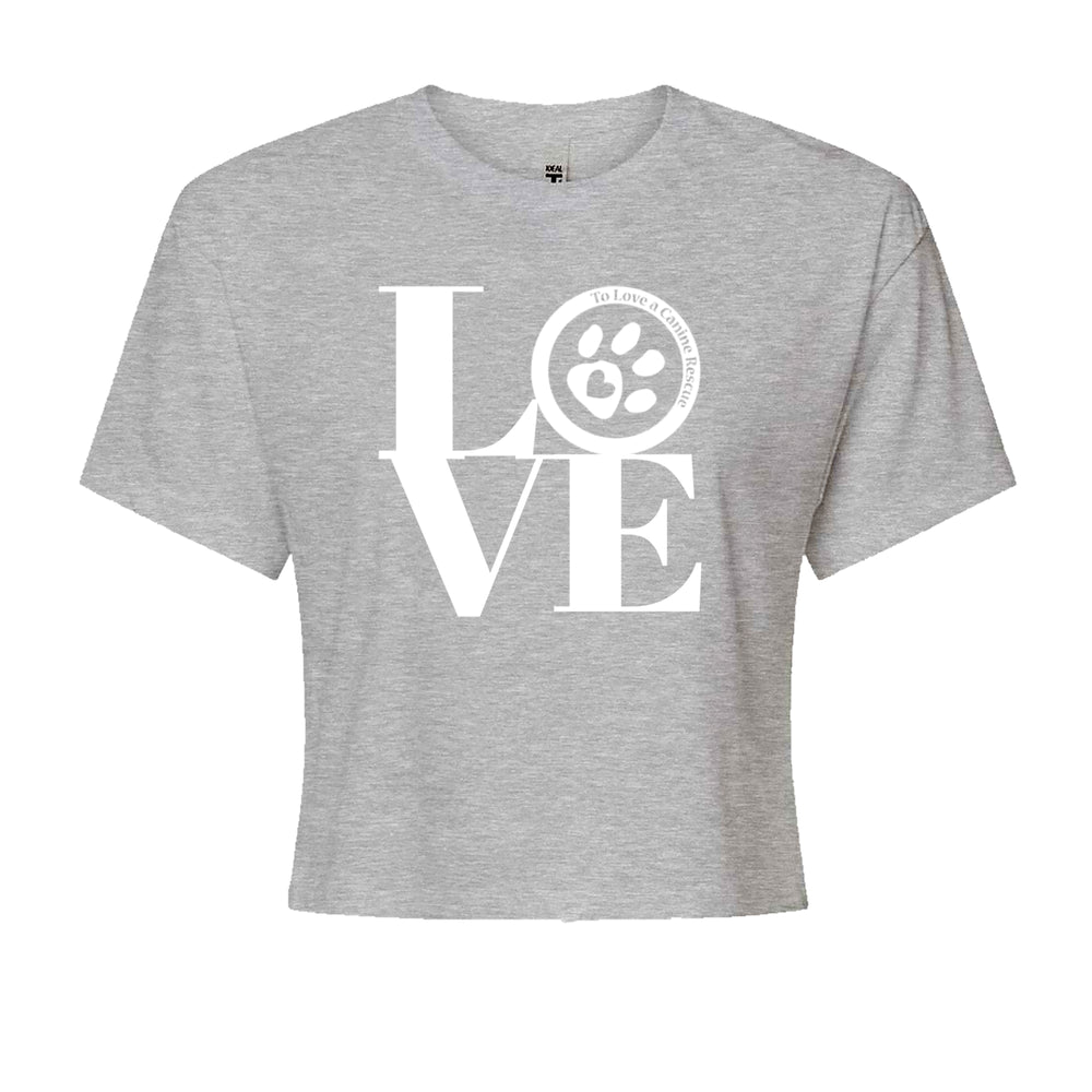 TLC LOVE Dog Rescue Cropped T-Shirt Heather Grey