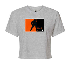 Hockey Enforcer Retro Vintage Cropped T-Shirt Heather Grey