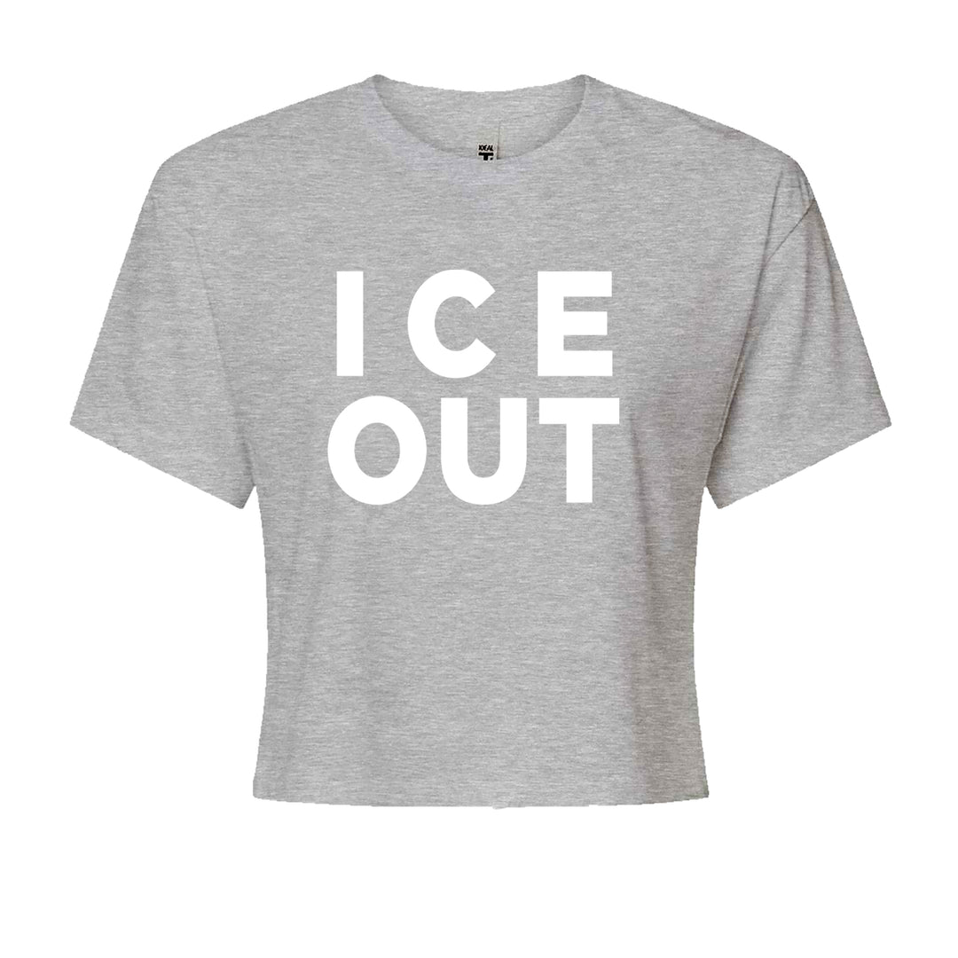 Ice Out Protest Cropped T-Shirt Heather Grey