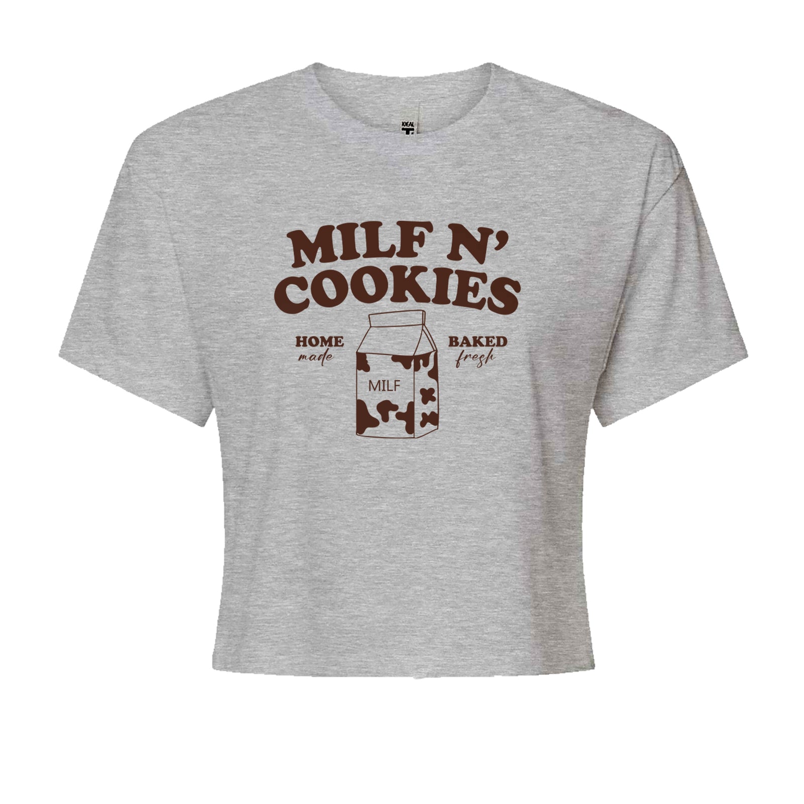 Milf And Cookies Cropped T-Shirt Heather Grey
