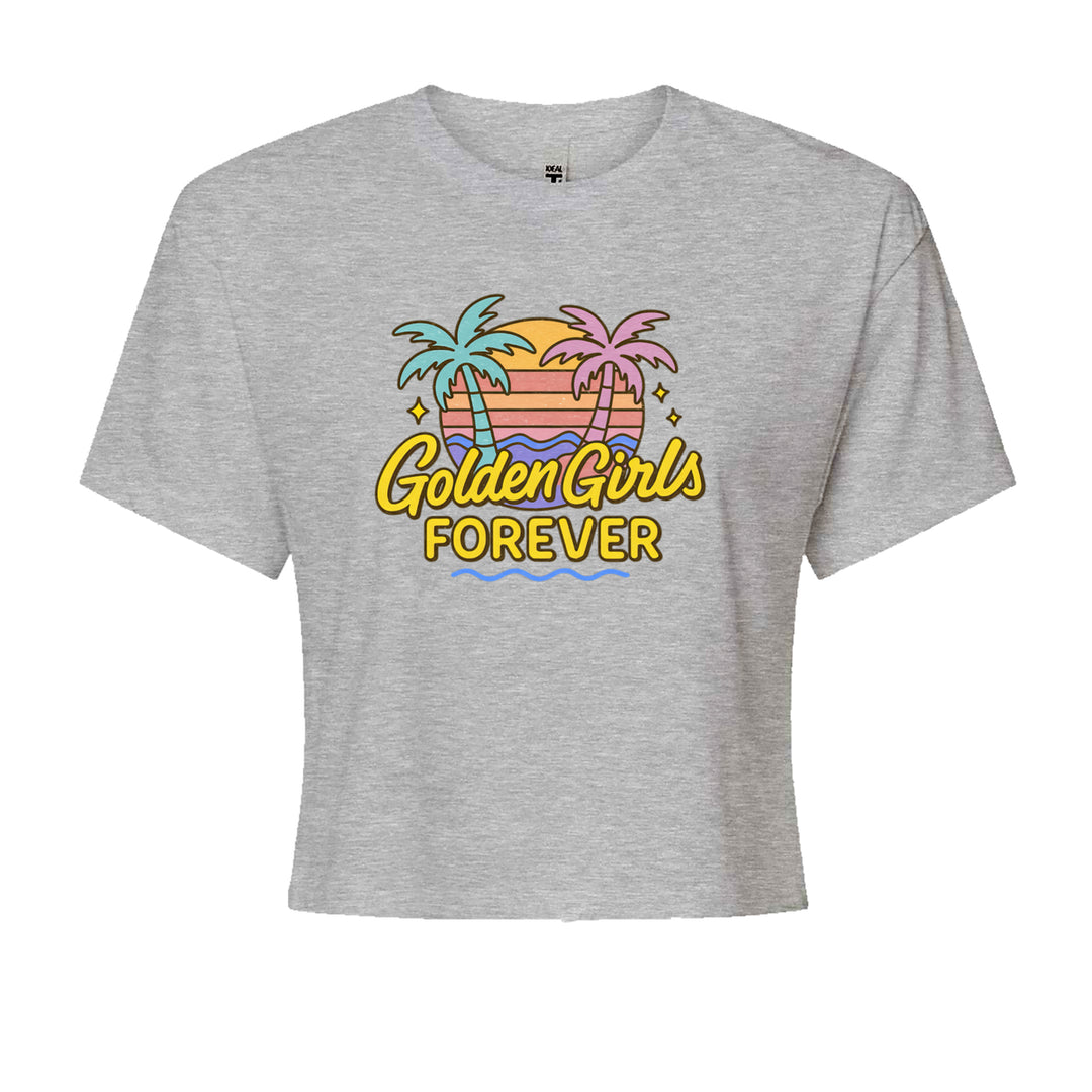 Golden Girls Forever Retro Sunset Cropped T-Shirt Heather Grey
