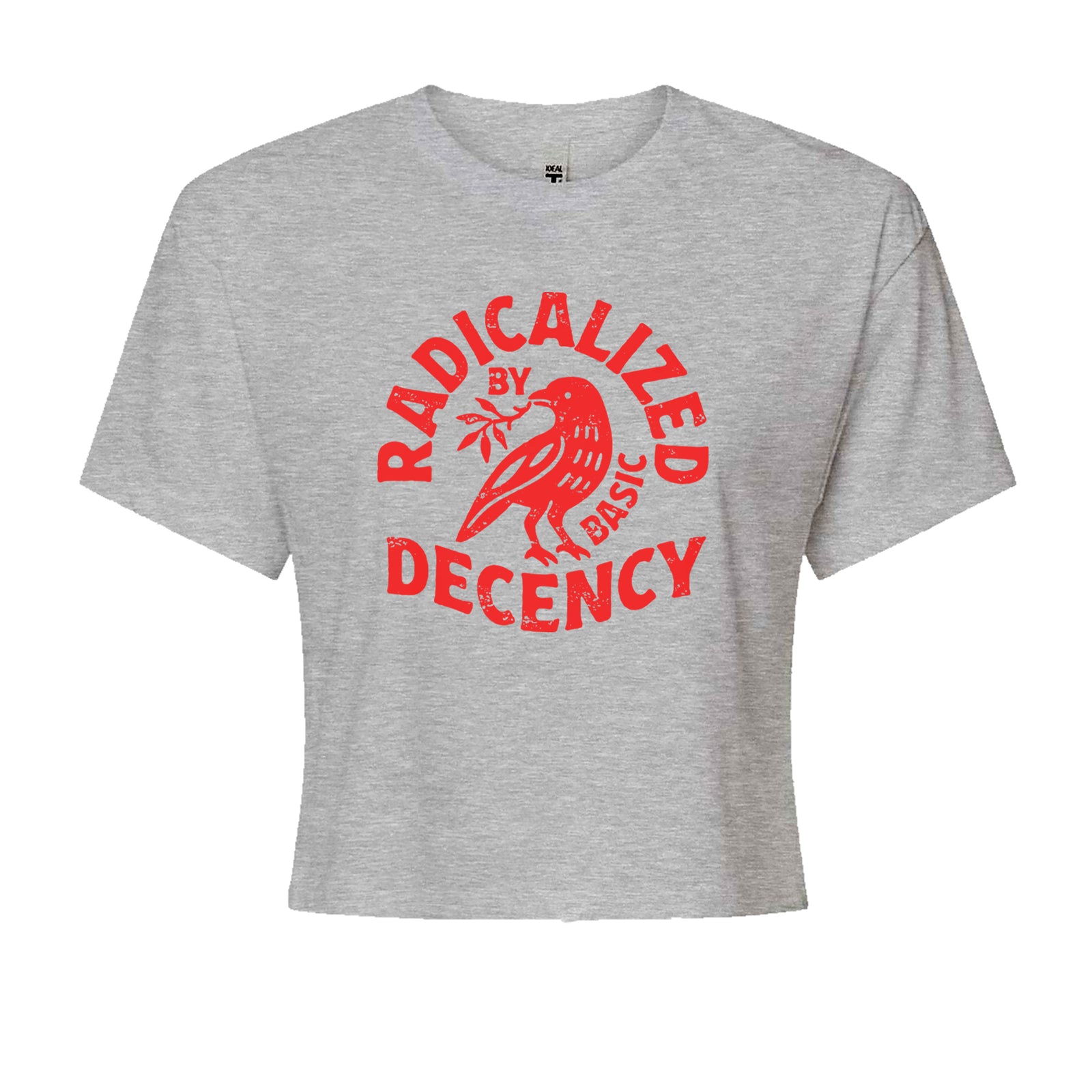 Radicalized by Basic Decency Dove Protest Statement Cropped T-Shirt Black