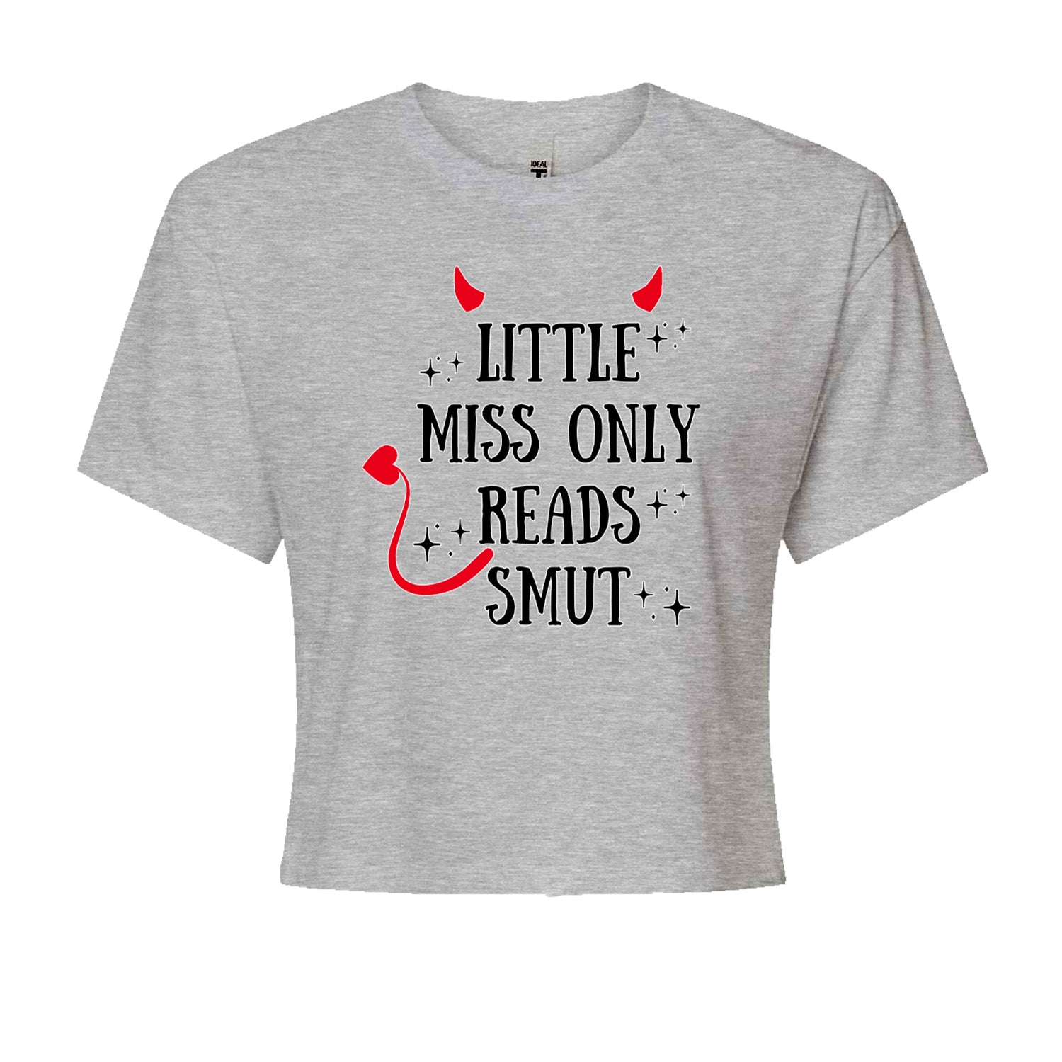 Little Miss Only Reads Smut Devilish Cropped T-Shirt Heather Grey