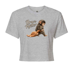 Punch Brave Together Stuffed Animal Cropped T-Shirt Heather Grey