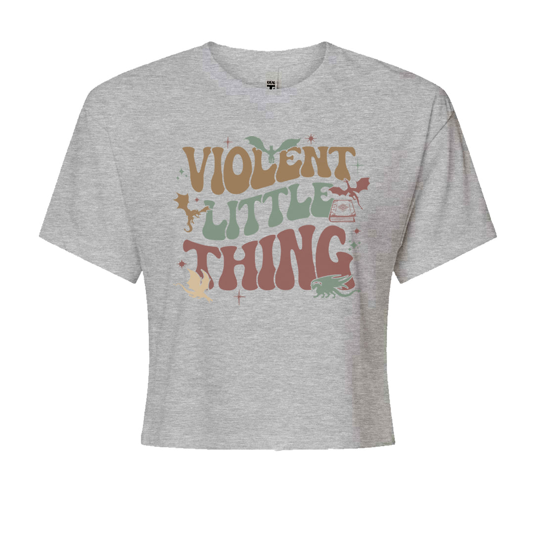 Violent Little Thing Dragon Cropped T-Shirt Heather Grey