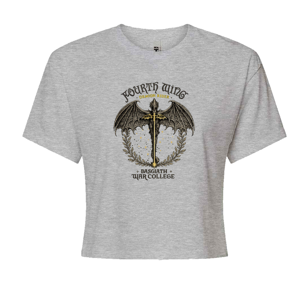Fourth Wing Dragon Rider Vintage Basgiath War College Cropped T-Shirt Heather Grey