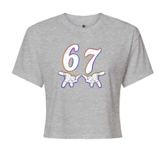 67 Hands Meme Viral Drill Cropped T-Shirt Heather Grey