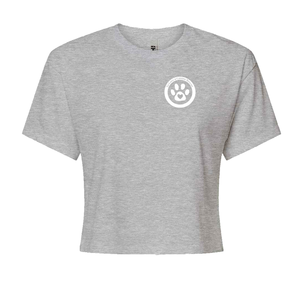 TLC To Love a Canine Dog Rescue White Cropped T-Shirt Heather Grey