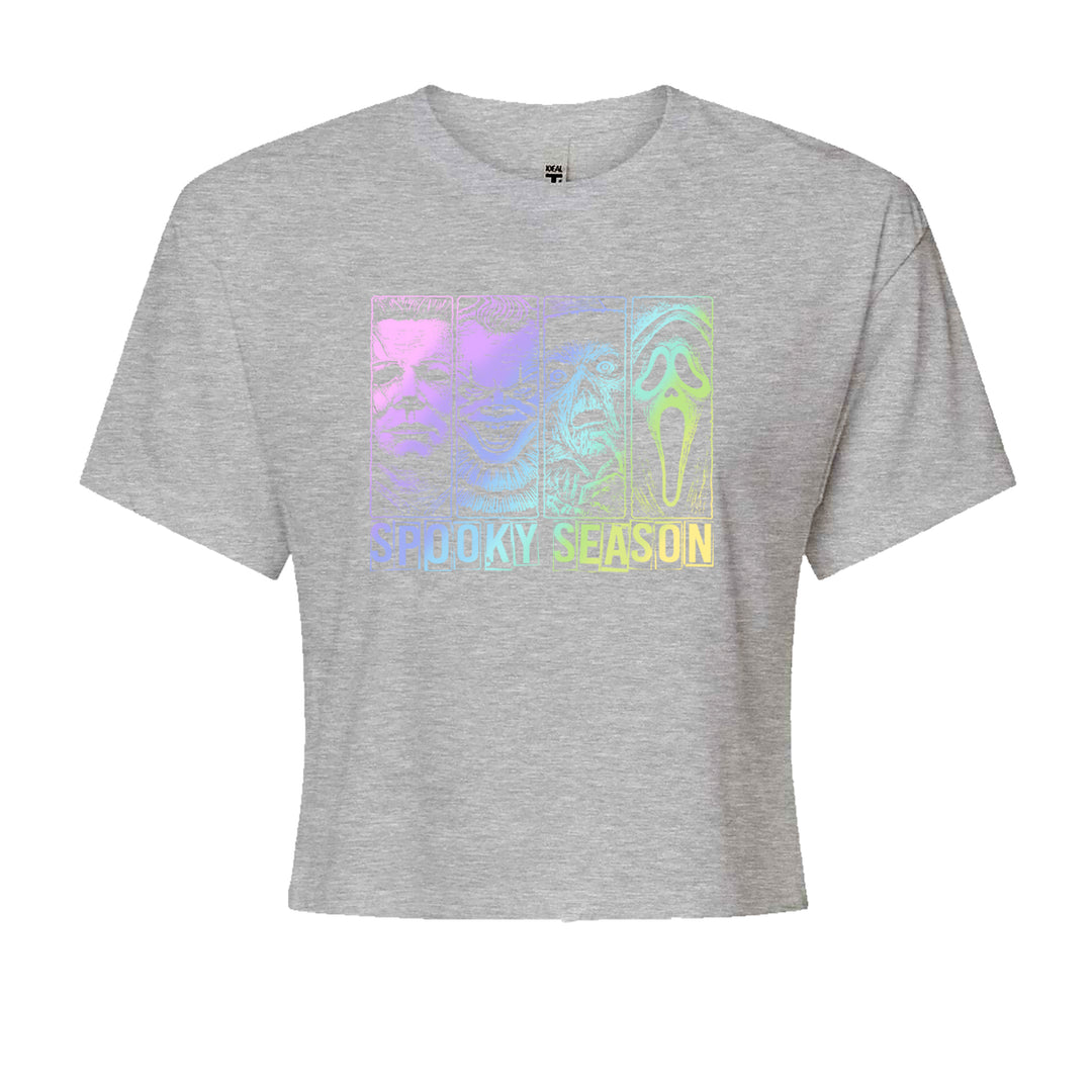 Spooky Season Horror Icons Halloween Cropped T-Shirt Heather Grey