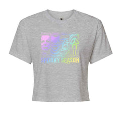 Spooky Season Horror Icons Halloween Cropped T-Shirt Heather Grey