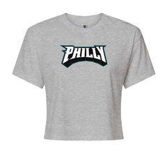 Philly Bold Block Throwback Cropped T-Shirt Heather Grey