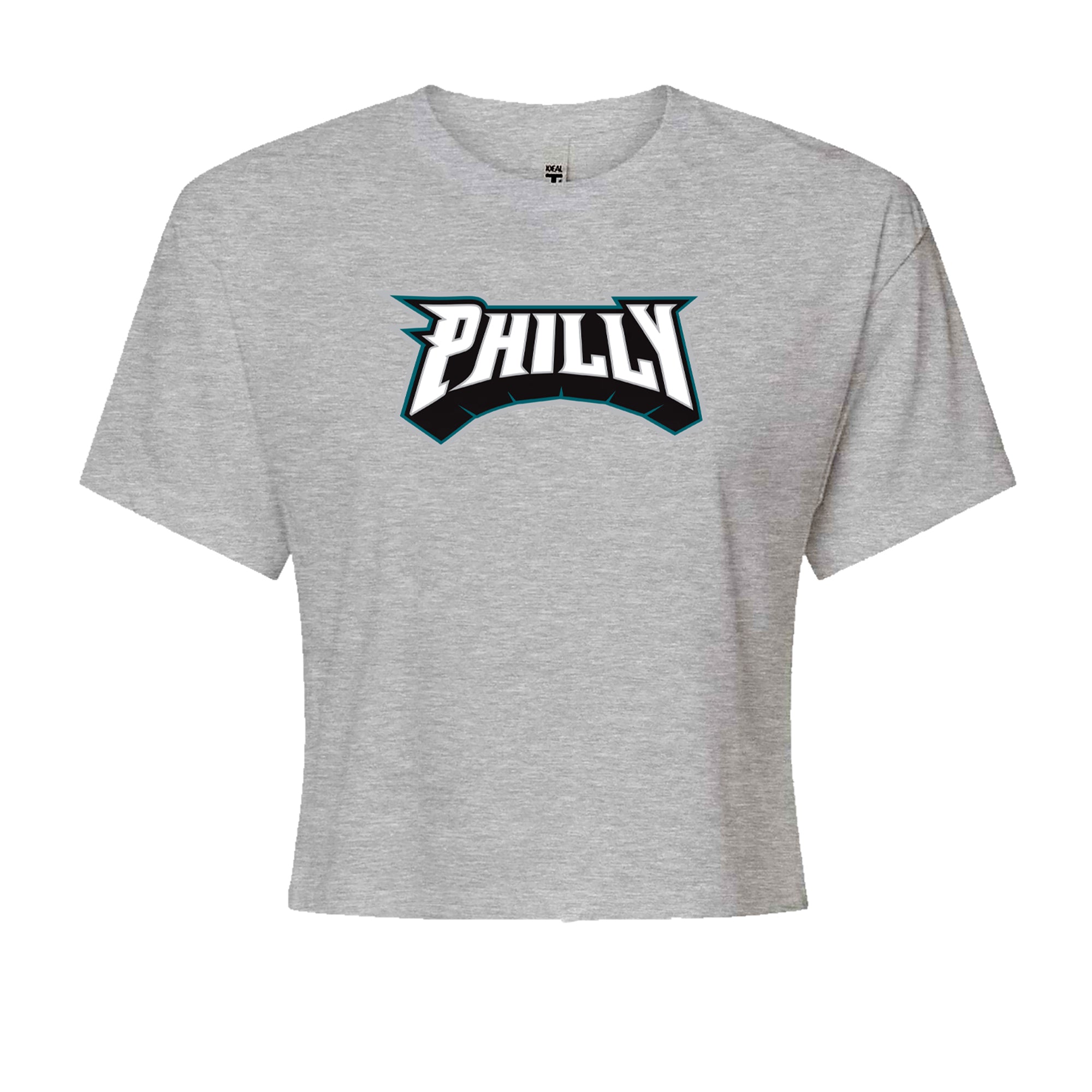 Philly Bold Block Throwback Cropped T-Shirt Heather Grey