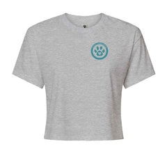 TLC To Love a Canine Dog Rescue Teal Cropped T-Shirt Heather Grey