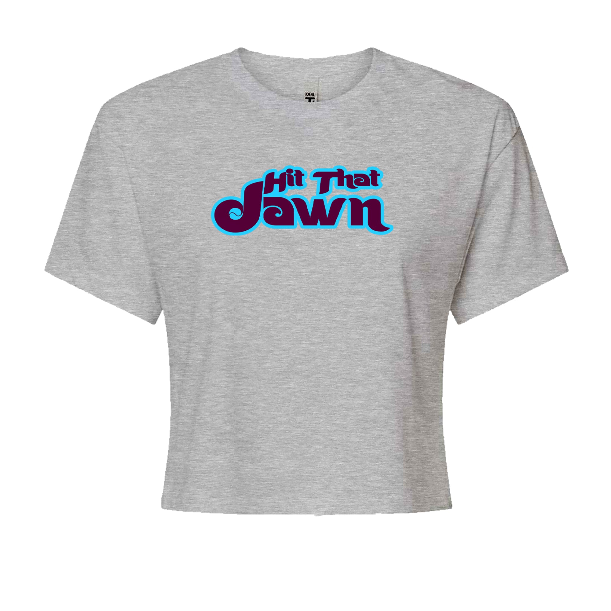 Hit That Jawn Philly Baseball Cropped T-Shirt Heather Grey