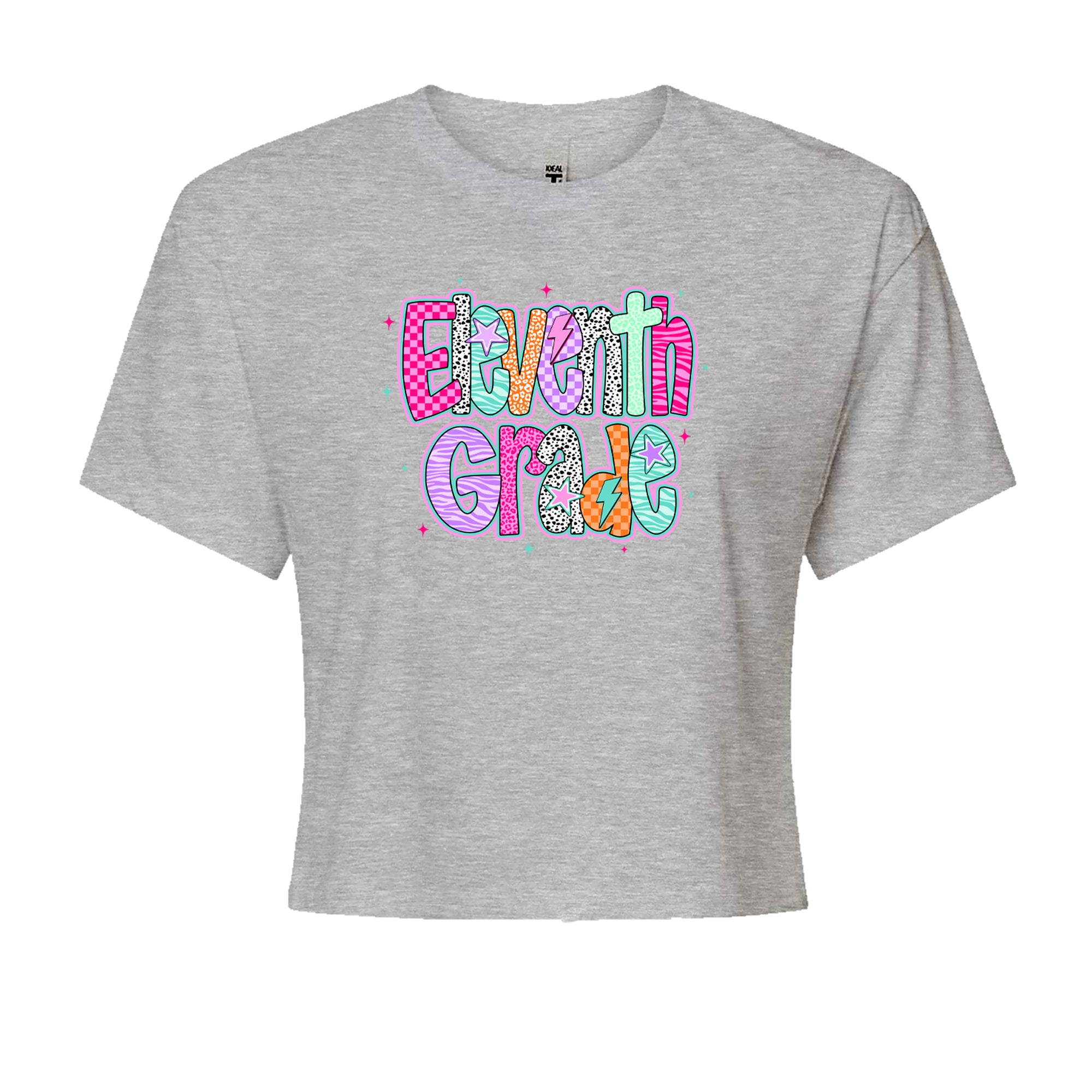 Eleventh Grade Extra Colorful Back to School Cropped T-Shirt Heather Grey