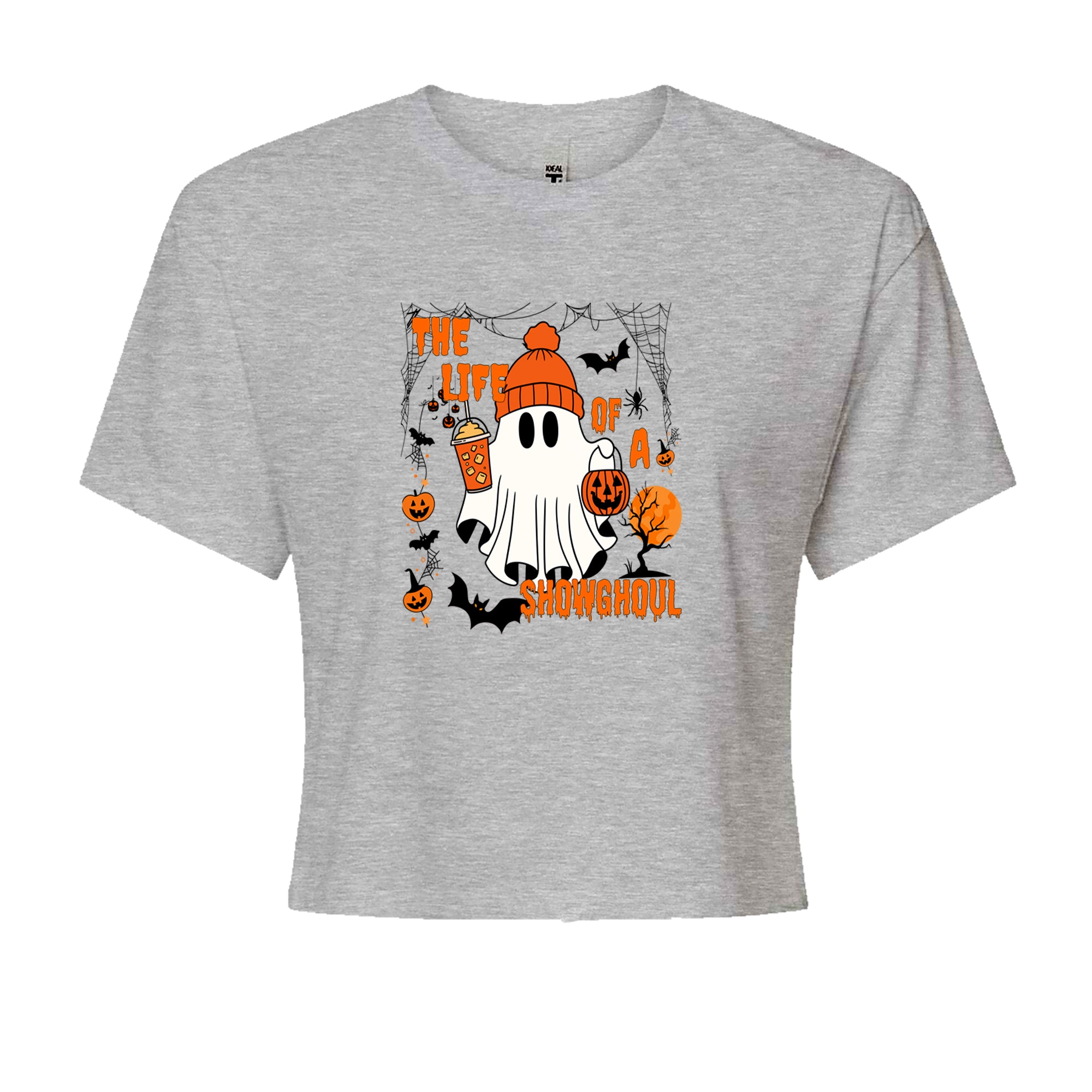 Life of a Showghoul Halloween Showgirl Vibes Cropped T-Shirt Heather Grey