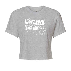 Unclench Your Jaw Festival Rave EDM Cropped T-Shirt Heather Grey