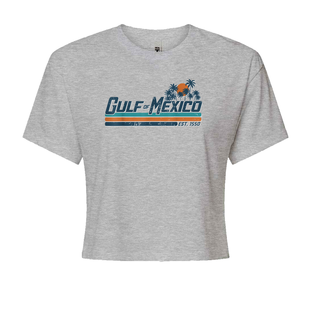 Gulf Of Mexico Established Year 1550 Cropped T-Shirt Heather Grey