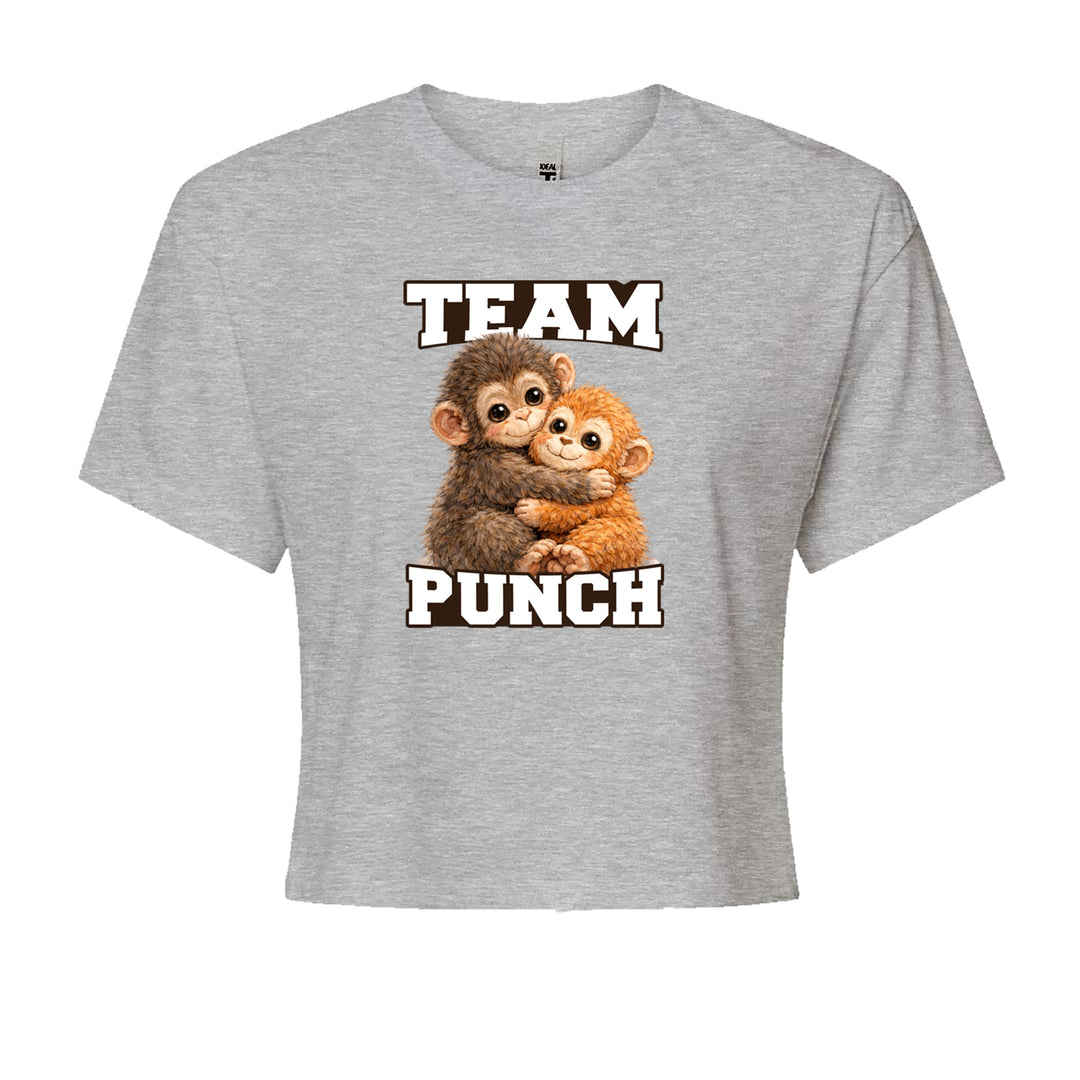 Team Punch Panchi-kun Monkey Cropped T-Shirt Heather Grey