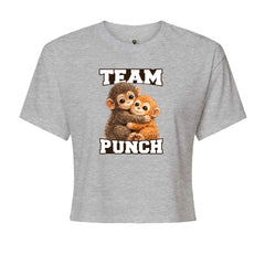 Team Punch Panchi-kun Monkey Cropped T-Shirt Heather Grey