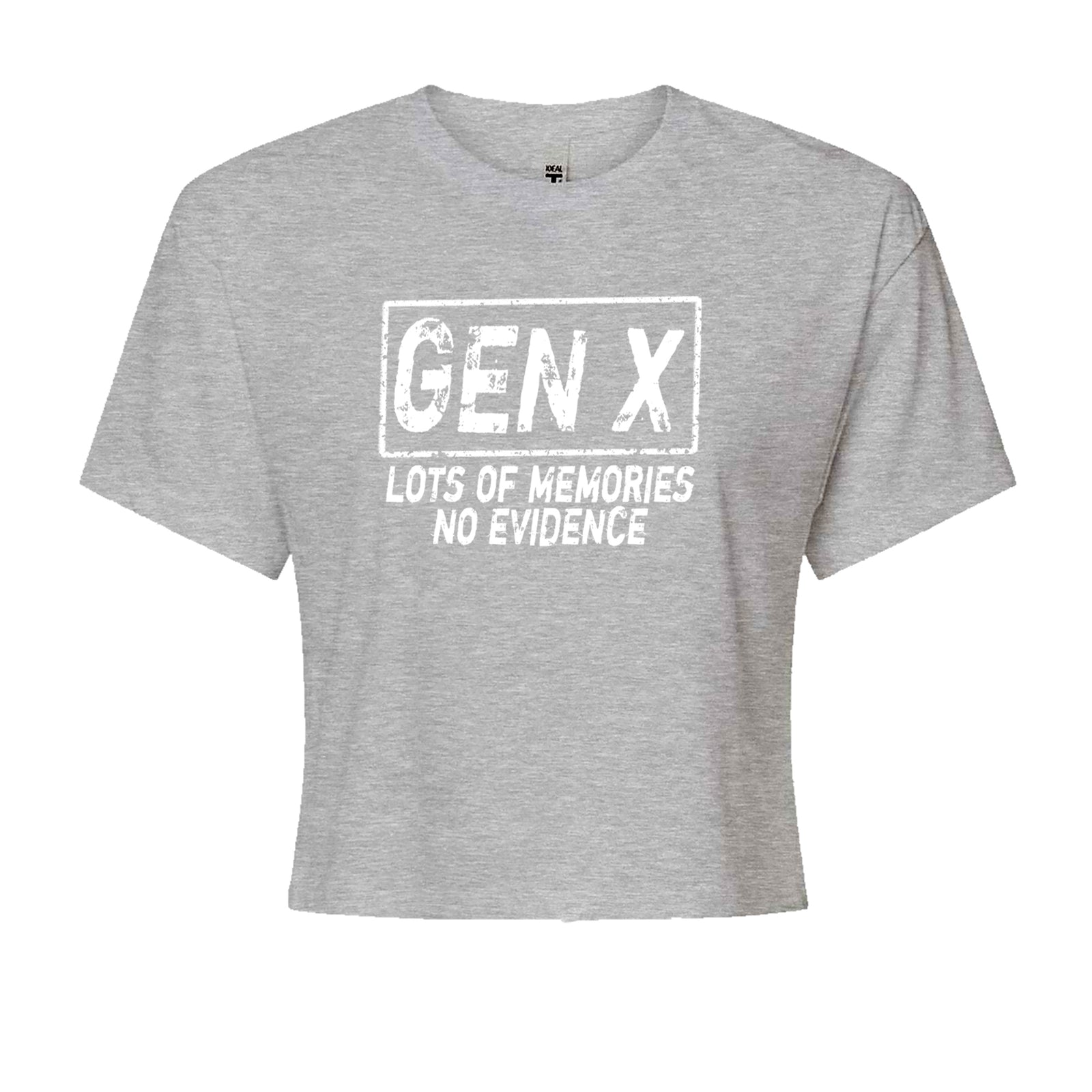 Gen X Lots of Memories No Evidence Nostalgia Cropped T-Shirt Black