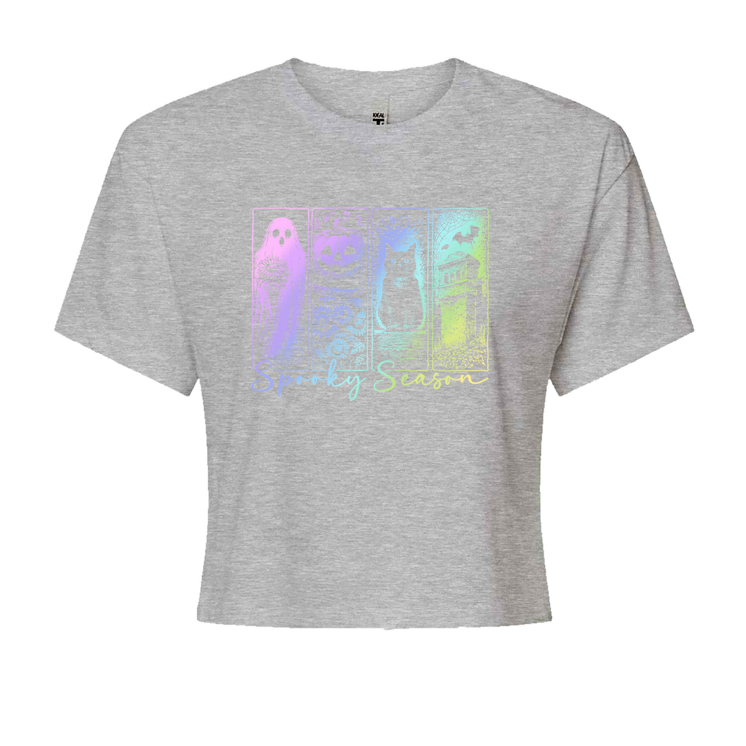 Spooky Season Cute Pastel Halloween Design Cropped T-Shirt Heather Grey