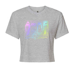 Spooky Season Cute Pastel Halloween Design Cropped T-Shirt Heather Grey