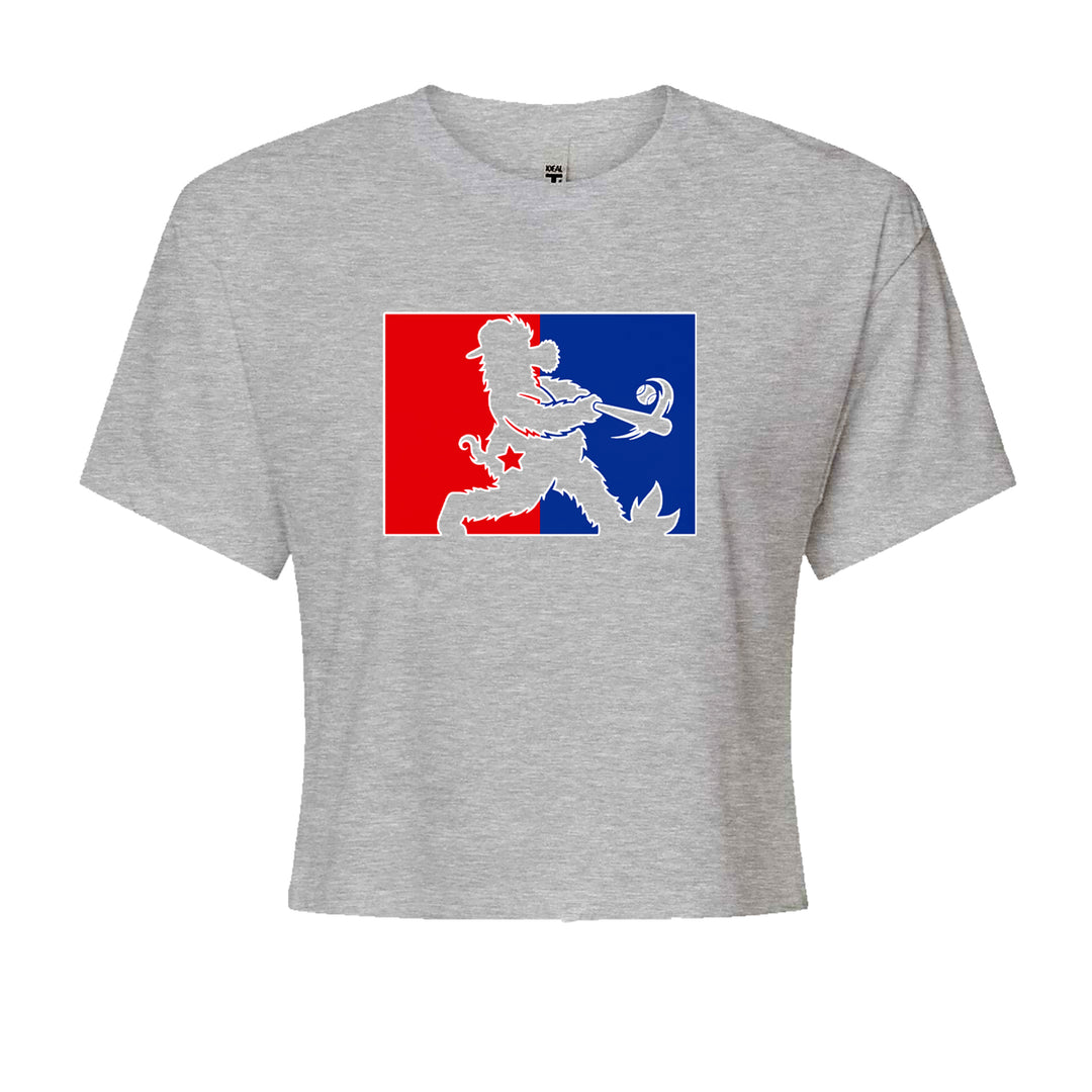Batter Up Philly Baseball Phan Cropped T-Shirt Heather Grey