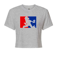 Batter Up Philly Baseball Phan Cropped T-Shirt Heather Grey