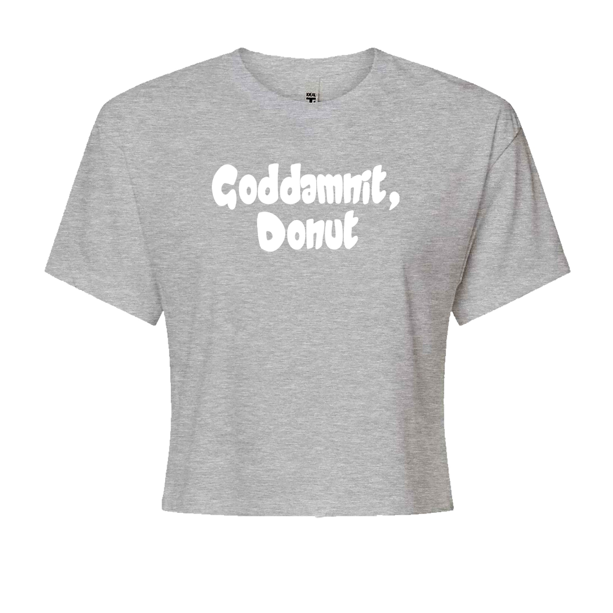 Godd-mnit, Donut Carl Cropped T-Shirt Heather Grey