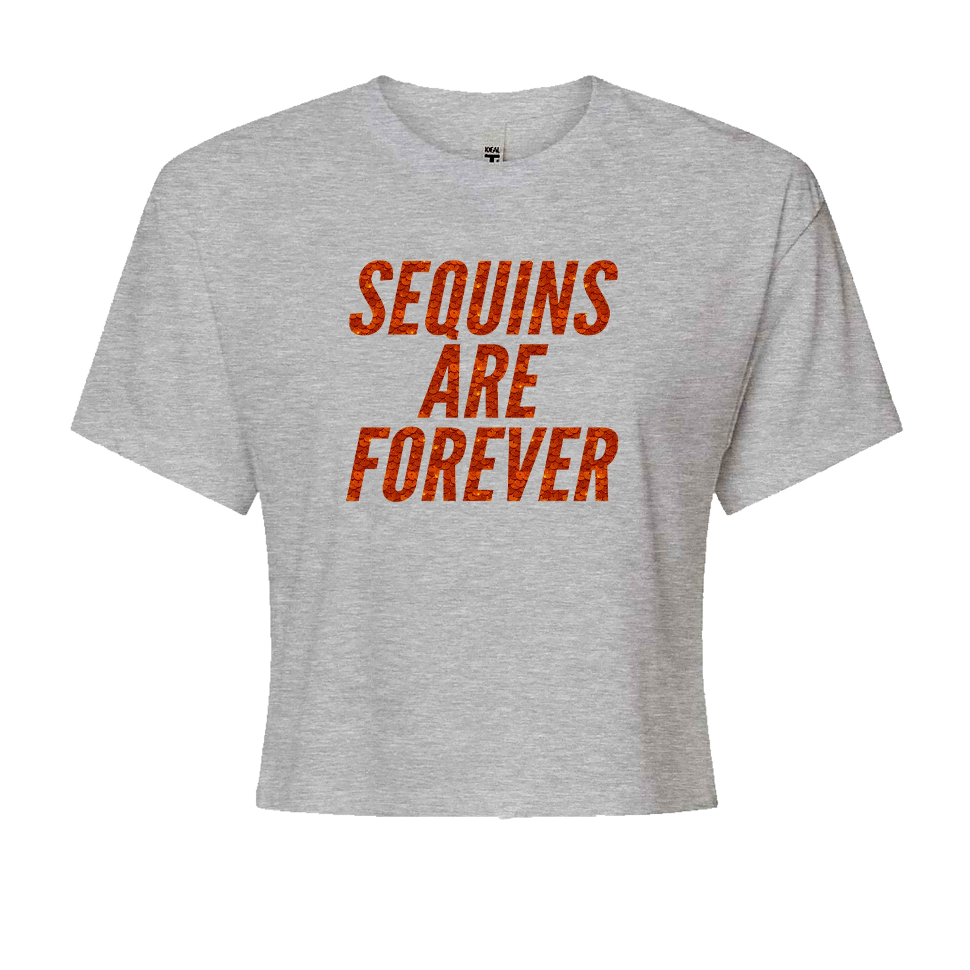 Sequins Are Forever Retro Glam Cropped T-Shirt Heather Grey