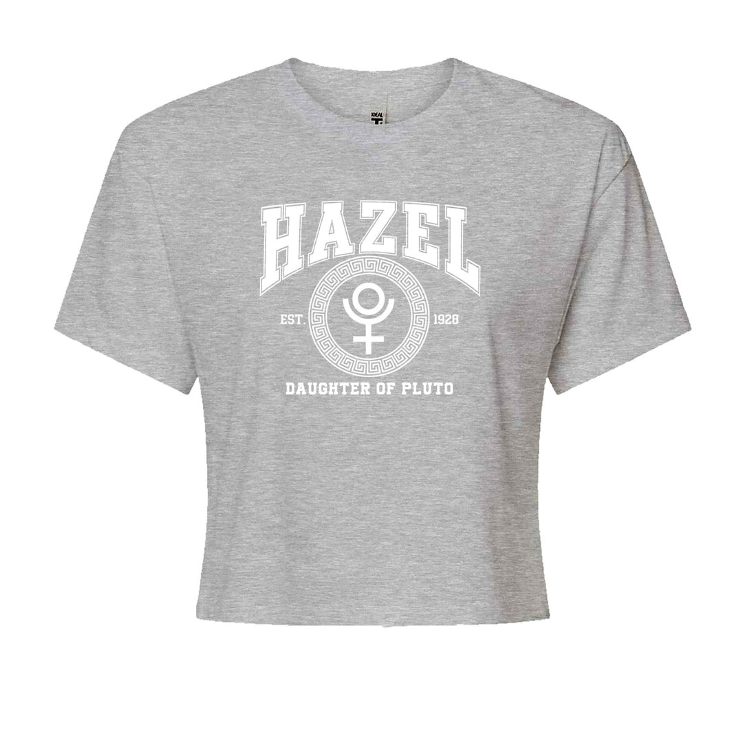 Hazel Daughter of Pluto Roman Gold Cropped T-Shirt Heather Grey