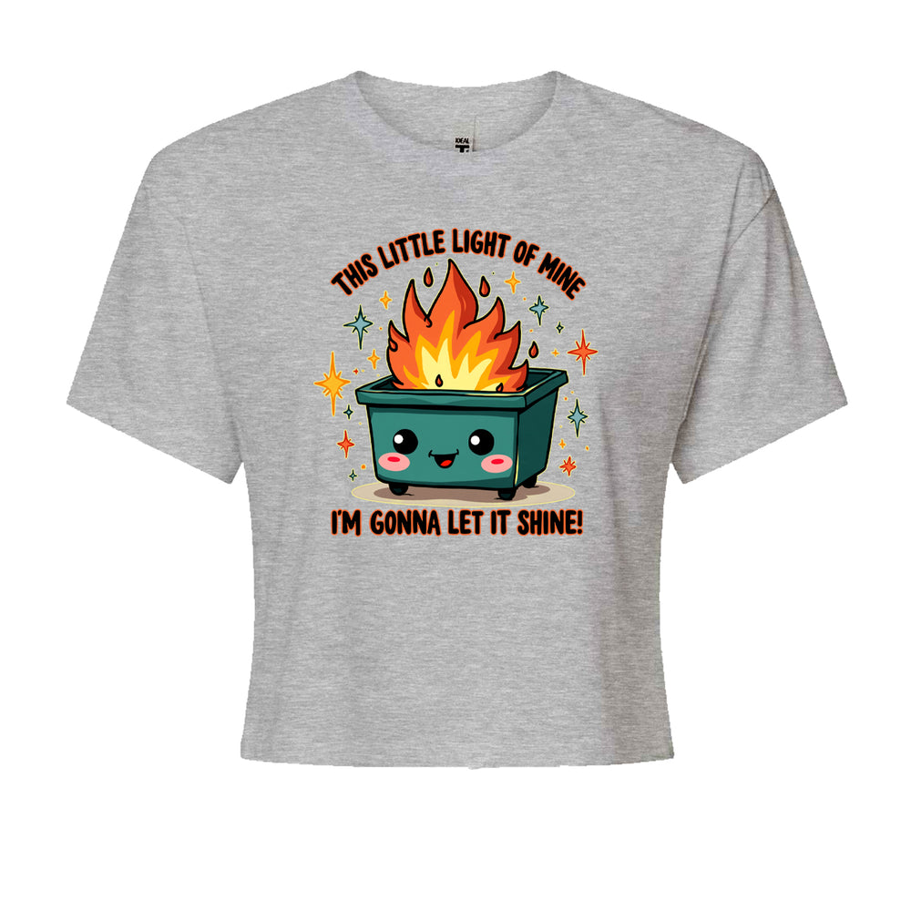 This Little Light of Mine Dumpster Fire Smile FaceCropped T-Shirt Heather Grey