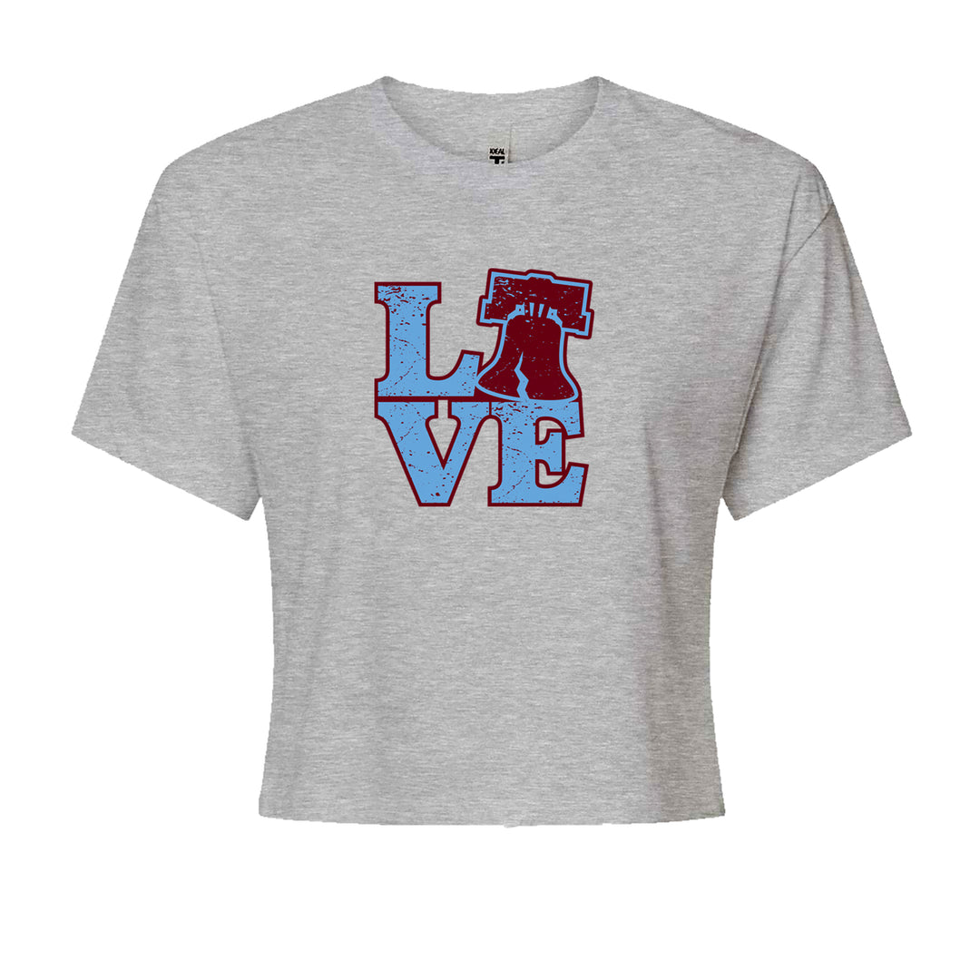 Love Philly Liberty Bell Cropped T-Shirt Heather Grey