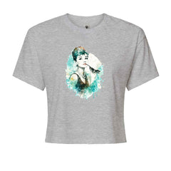 Mrs. Herpburn Iconic Watercolors Cropped T-Shirt Heather Grey