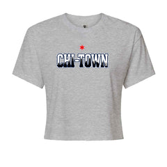 Chicago Chi-Town City Pride Cropped T-Shirt Heather Grey